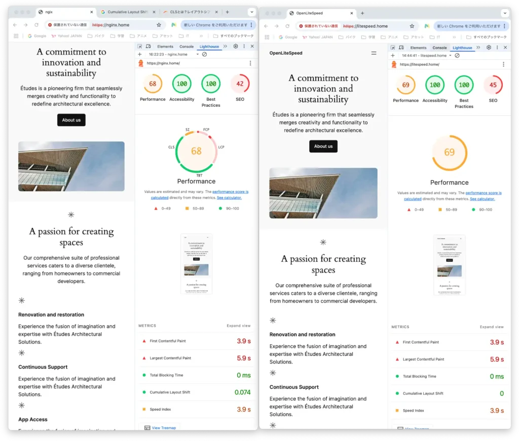 lighthouse http2 cache nginx litespeed